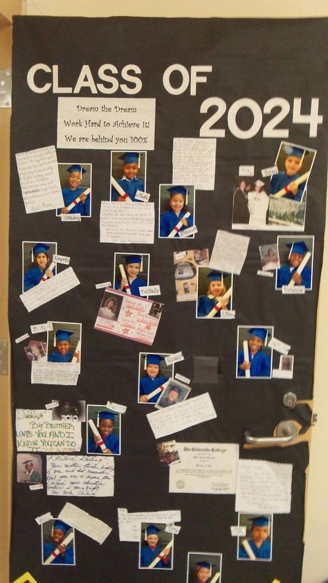 #iheartteaching every child deserves the right to an excellent education that will lead them to do the work they believe is worthwhile and satisfying. for our perseverance project families sent photos of graduates in their homes and a note of encouragement to keep them going when times get tough. each student will take their project piece home in a frame as they leave kindergarten to continue on their learning journey. i heart being a part of making dreams come true. Kindergarten Graduation Scrapbook Layout, Kinder Graduation Theme, Preschool Graduation Photo Frame, School Group Photo, Graduation Memory Board, Prek Graduation Ideas Pre K Memory Books, Graduation Poster Boards, Pre K Graduation Scrapbook Page, Preschool Displays