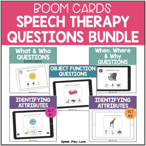 BOOM Cards Speech Therapy Questions - WH Questions Attributes Object Function Wh Questions Speech Therapy, Therapy Questions, Read To Self, Why Questions, School Slp, Aba Therapy, Wh Questions, Heavy And Light, Question Cards