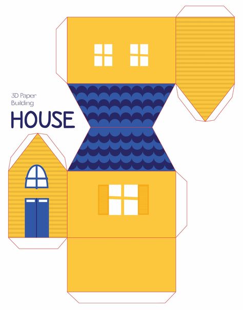 3d Printable Paper Crafts, Foldable Paper House, Mini House Template Free Printable, Foldable House Template, 3d House Printable, 3d House Template Free Printables, 3d Paper Houses Free Printable, 3d House Template, 3d House Craft