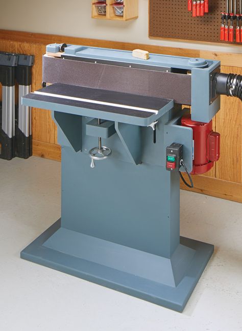 Shop-Built Edge Sander | Woodworking Project | Woodsmith Plans Belt Grinder Plans, Woodsmith Plans, Jet Woodworking Tools, Workshop Organization, Router Table, Homemade Tools, Woodworking Project, Woodworking Projects Plans, Space Saving Storage