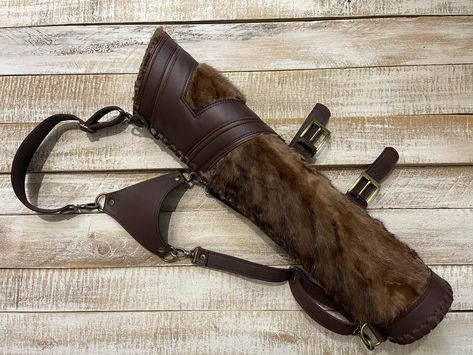 Leather BACK quiver with fur , Quiver for arrows with Bow holding straps by MadeForArchery on Etsy Back Quiver, Leather Quiver, Archery Gear, Arrow Quiver, Quiver, Latvia, Archery, Bathing Beauties, Electronic Accessories