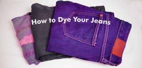 Do it yourself: Dye your jeans a new color with one of these techniques. with Dylon dye How To Dye Jeans, Jeans Drawing, Dye Denim, Dye Techniques, Dye Jeans, Tie Dye Jeans, Faded Jeans, Jeans Diy, Pink Jeans