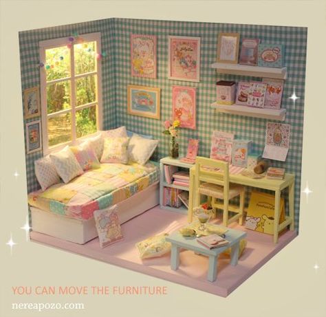 Diy Miniature Room, Cute Diorama, Miniature Rooms Diy, Dioramas Ideas, Diorama Paper, Room Diorama, Diorama Room, Diorama Art, Dollhouse Diorama