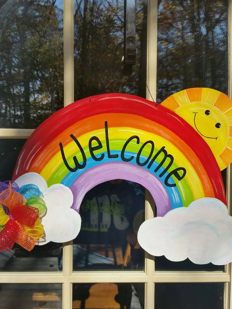 Summer Door Decorations, Teacher Door Decorations, Rainbow Door, Spring Door Decoration, Teacher Door Hangers, School Door Decorations, School Board Decoration, Teacher Door, Preschool Classroom Decor