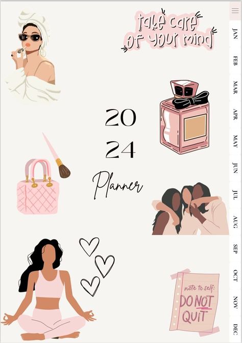 2024 Digital Planner | Self Care Planner | Goals Tracker digitalnotebook #collegeorganizationplanners Wellness Girlie, Cricut Corner, Exam Planner, Goals Tracker, Planner Goals, Planner Self Care, Budget Planner Free, Morning Yoga Flow, Study Books