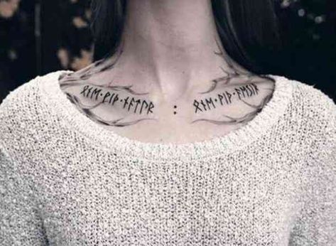 Rune writing tattoo. #rune-tattoos #tattoos #tattoo-ideas #runes #viking-tattoo Follow us on Pinterest: www.pinterest.com/yourtango Rune Tattoos, Runes Tattoo, Viking Rune Tattoo, Scandinavian Tattoo, Viking Tattoo Symbol, Witcher Wallpaper, Rune Tattoo, Warrior Tattoos, Writing Tattoos