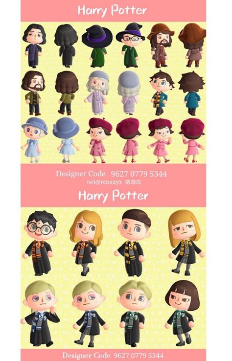 Animal Crossing: New Horizons | Harry Potter designs codes - JustNeko Animal Crossing Harry Potter Clothes, Harry Potter Animal Crossing Codes, Harry Potter Acnh Code, Acnh Harry Potter Design Codes, Harry Potter Acnh Island, Hogwarts Animal Crossing, Acnh Slytherin, Animal Crossing Harry Potter Island, Acnh Hogwarts