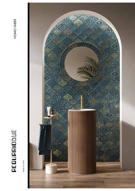 Handmade ceramic wall tiles CALATHEA By Acquario Due Moroccan Bathroom, Moroccan Home Decor, Washbasin Design, Moroccan Interiors, Moroccan Homes, Washroom Design, Toilet Bowl Cleaner, Toilet Design, Bathroom Decoration