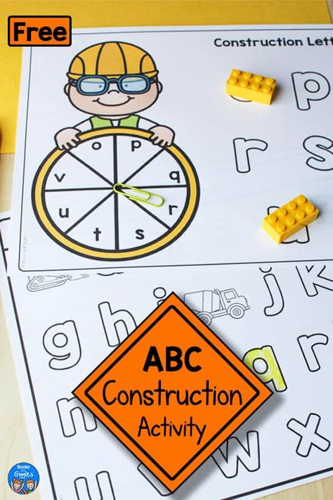 Construction Alphabet, Construction Activities Preschool, Construction Theme Preschool, Preschool Construction, Letter Recognition Games, Prek Literacy, Alphabet Activity, Dramatic Play Preschool, Preschool Planning