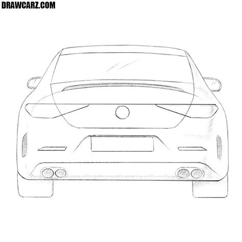 In this not very difficult tutorial, the team of DrawCarz.com will show how to draw a car from back step by step. Back Of Car Drawing, Back Of A Car Drawing, Easy Car Sketch, Vehicle Sketch, Car Back View Drawing, Cars Drawing Tutorial, Car Drawing Sketches Step By Step, How To Draw A Car, Front Of Car Drawing