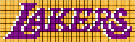 Lakers Crochet, Basketball Pixel Art, Lakers Logo, Loom Pattern, Tapestry Crochet Patterns, Pixel Pattern, Pixel Art Pattern, Sock Patterns, Fuse Beads