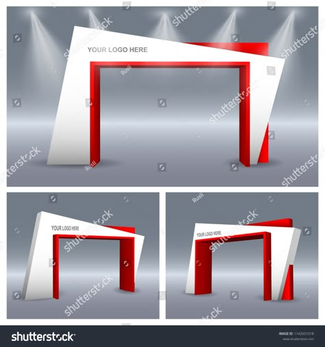 3d gate entrance modern abstract style with spotlight for exhibition. Vector editable.modern#abstract#gate#entrance House Makeover On A Budget, Driveway Entrance Gate, Shop Board Design, Gate Entrance, Factory Architecture, Gate Designs, Entrance Gate, Driveway Entrance, Entrance Gates Design