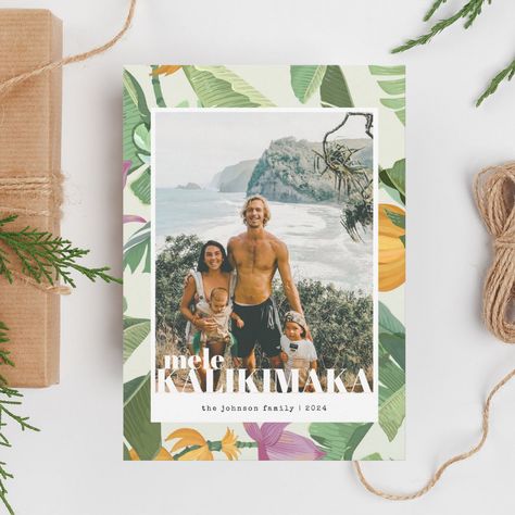 Hawaiian Christmas Cards, Tropical Christmas Cards, Beach Christmas Card, Christmas Card Size, Corporate Christmas Cards, Hawaii Christmas, Family Christmas Card Photos, Wood Invitation, Photo Christmas Card