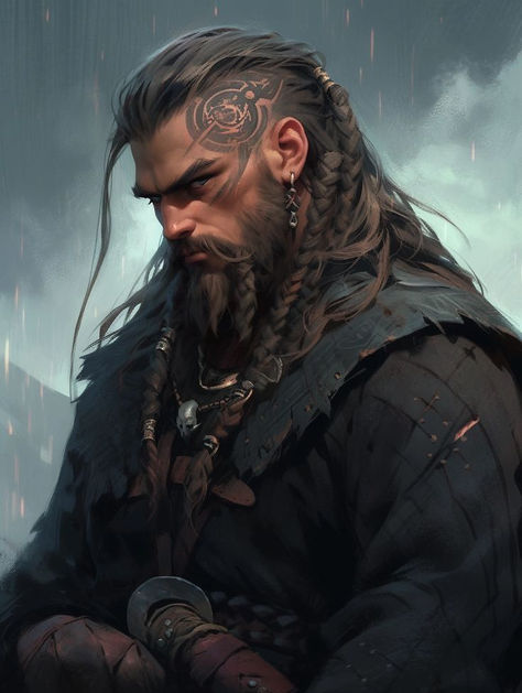 Norse Character Art, Viking Character Art, Fantasy Viking Art, Viking Fantasy Art, Viking Character Design, Viking Warrior Art, Braids Man, Barbarian Art, Viking People