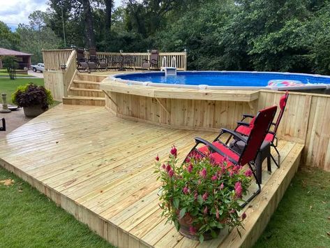 Above-Ground Pool Deck Ideas – Above Ground Pool Builder Pool With Deck, Decks Around Pools, Pool Ideas On A Budget, Oval Pool, Pool Deck Plans, Best Above Ground Pool, Swimming Pool Decks, Outdoor Pool Area, Pool Hacks