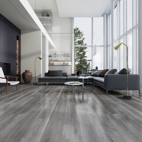 Contemporary Flooring Ideas, Gray Hardwood Floors, Grey Wooden Floor, Contemporary Flooring, Grey Laminate Flooring, Floor Vinyl, Elk Head, Raw Sienna, Grey Wood Floors