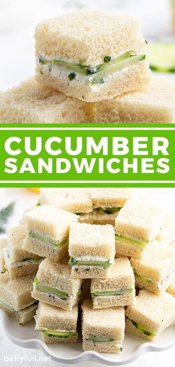 Cucumber Sandwiches are an appetizer must for a tea party, Mother's Day brunch, baby shower, bridal shower, or any get together. Simple finger food that's cool, fresh, light, and so delicious! Cucumber Tea, Cucumber Tea Sandwiches, Tea Party Sandwiches, Tea Sandwiches Recipes, Resep Diet, Cucumber Sandwiches, Tea Party Food, Cucumber Recipes, Tea Sandwiches