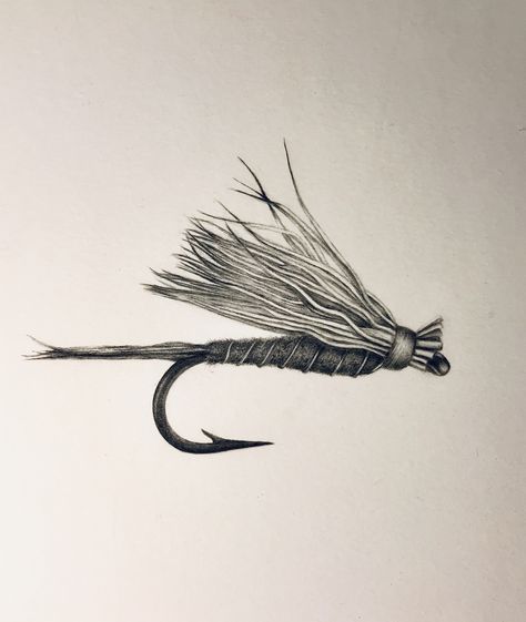 Small Fly Fishing Tattoo, Trout Fly Tattoo, Fly Tattoo Fishing, Fishing Fly Tattoo, Fly Fishing Tattoo For Men, Fly Rod Tattoo, Fly Fish Hook Tattoo, Fly Fisherman Tattoo, Fly Fishing Tattoos