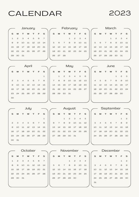 Simple Calendar, Study Planner Printable, Planner Review, Holiday Fonts, Minimalist Calendar, Note Writing Paper, Cute Calendar, Calendar 2023, 2023 Calendar