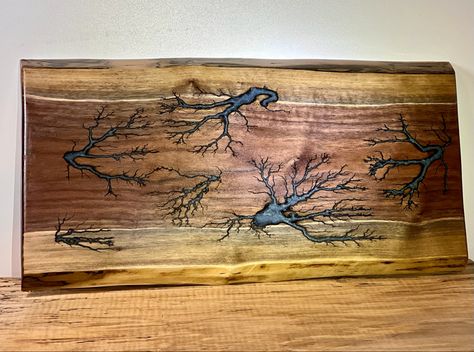 Black walnut charcuterie board with fractal burns and poured with @alumiliteco epoxy and @harttoolsusa Resin Projects, Black Walnuts, Black Walnut, Charcuterie Board, Epoxy Resin, Walnut, Black