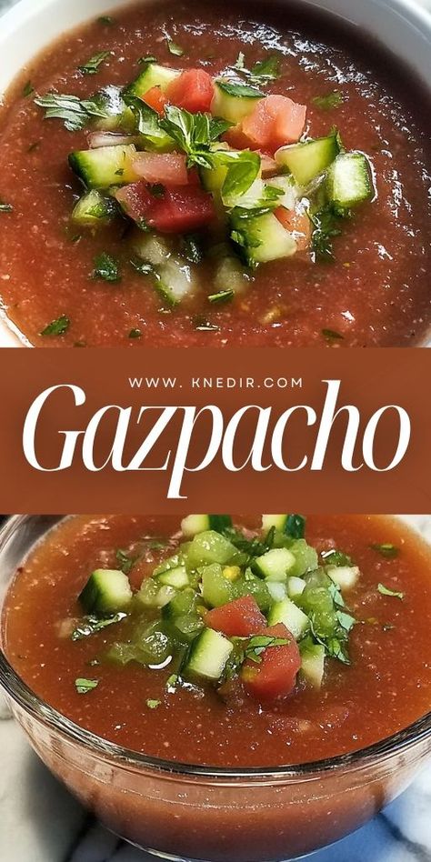 Cool down with a bowl of Refreshing Gazpacho! This classic Spanish cold soup is bursting with fresh tomatoes, cucumbers, peppers, and olive oil—perfect for hot summer days. Not only is it healthy and low-calorie, but it’s also quick to make! 🌞🍅 Serve it as a starter or light lunch, and keep your meals refreshing and nutritious. 👉 Pin this easy gazpacho recipe for your next summer meal! #Gazpacho #ColdSoup #SummerRecipes #HealthyEating #LowCalorieRecipes #TomatoSoup #VeganRecipes Easy Gazpacho, Cucumber Gazpacho, Tomato Gazpacho, Gazpacho Soup, Gazpacho Recipe, Chilled Soup, Summer Meal, Cold Soup, Light Lunch