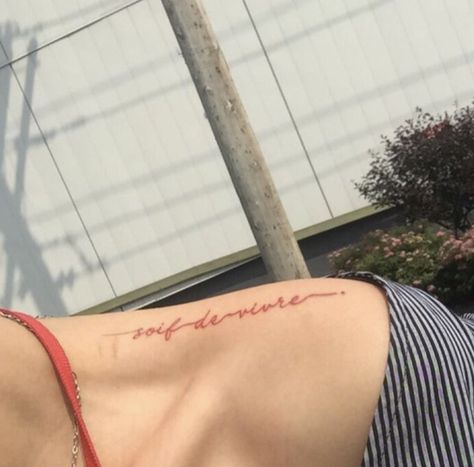 Tattoo Collarbone, Rose Tattoos For Women, Cursive Tattoos, Unalome Tattoo, Writing Tattoos, Red Ink Tattoos, Dope Tattoos For Women, Weird Tattoos, Red Tattoos