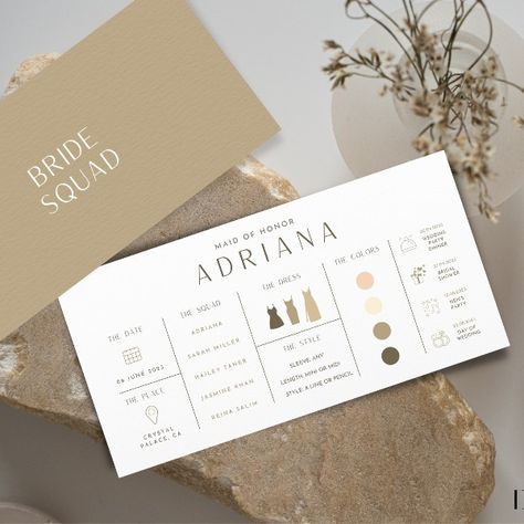 Beige Bridesmaids Wedding Information Card - Double Sided Wedding Information Card, Neutral Bridesmaids, Attire Guide, Bridal Party Attire, Wedding Details Card, Digital Wedding Invitations, Information Card, Bride Squad, Wedding Location