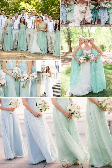 Long Chiffon Mint Bridesmaid Dresses - Spring Summer wedding 2014 trends ~liking the colors Simple Beach Bridesmaid Dresses, Mint Bridesmaid, Spring Bridesmaid Dresses, Folk Wedding, Mint Bridesmaid Dresses, Beach Bridesmaid Dresses, Top Wedding Trends, 2014 Trends, Ladies Night