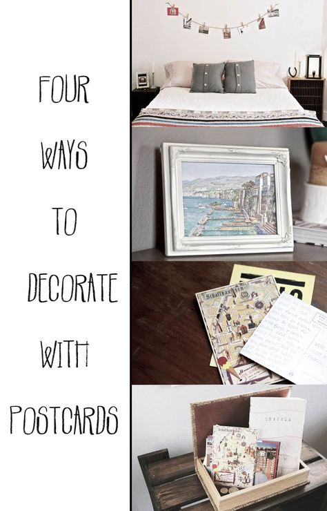 Framing Postcards Display Ideas, Crafts With Postcards, Vintage Postcard Crafts Ideas, What To Do With Old Postcards, Decorating With Postcards, Ways To Display Postcards, What To Do With Postcards, Old Postcards Crafts Ideas, How To Display Postcards