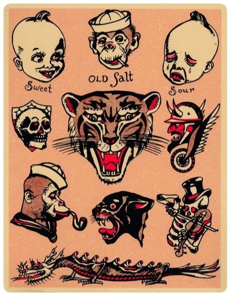 Ralph Johnstone, Traditional Tattoo Painting, Sailor Jerry Tattoo Flash, Vintage Tattoo Art, Traditional Tattoo Flash Art, Books Posters, Vintage Tattoo Design, Sailor Jerry Tattoos, Creepy Vintage