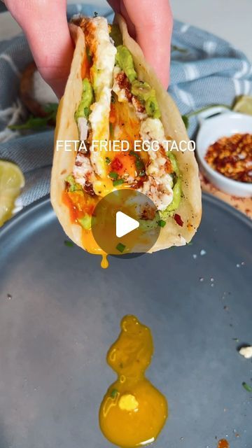 Sherri Davidson on Instagram: "FETA FRIED EGG TACO🍳   INGREDIENTS: - Feta Cheese - Egg - Flour Tortilla (or your preference) - Avocado  In a skillet sprinkle your feta cheese and crack and egg in the middle. Cover and cook for about 1 minute. Smash your avocado or make guacamole. Simply assemble. Tortilla, smashed avo, feta fried egg, toppings of choice. Enjoy!   #fetafriedegg #friedegg #fetaegg #viral #viralreels #fyp #healthylifestyle #healthyfood #healthy #easymeals #easydinner #easyrecipeideas #quicklunch #quickmeal #breakfast #brunch #goodfood" Feta Egg Tortilla, Egg Toppings, Egg Tacos, Avocado Tortilla, Egg Tortilla, Tortilla Bread, Pesto Eggs, Avocado Taco, Egg Wrap