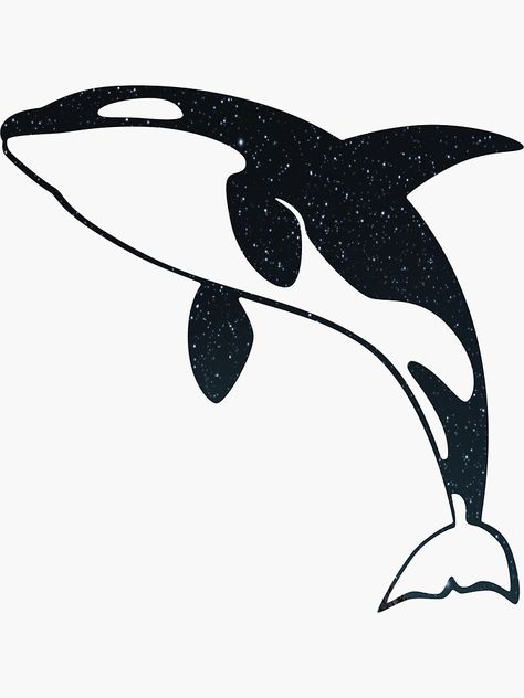 "Starry Night Orca" Sticker by fabfashconnect | Redbubble Orca Outline, Orca Sticker, Orca Drawing, Orca Design, Orca Art, Orca Tattoo, Dolphin Photos, Whale Drawing, Beach Coloring Pages