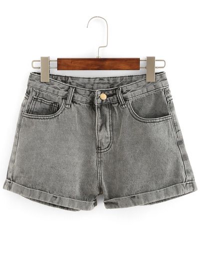 Rolled Hem Grey Denim Shorts Grey Jean Shorts, Capsule Wardrobe 2020, Grey Denim Shorts, Short Jean Shorts, Denim Short Shorts, Short Jean, Gray Shorts, Shorts Denim, Boring Clothes