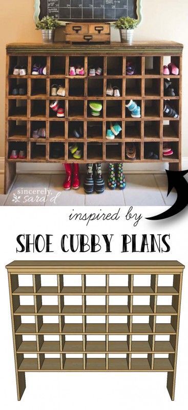 Inspired by a vintage mail sorter, this DIY shoe cubby is the perfect piece of furniture to help you wrangle shoes. Free plans to build your own! Free Building Plans, Diy Shoe Storage, Shoe Cubby, Mail Sorter, Diy Shoe Rack, Diy Shoe, Furniture Projects, My New Room, Cubbies