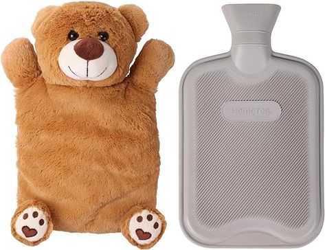 Amazon.com: HomeTop Premium Classic Rubber Hot or Cold Water Bottle with Cute Stuffed Animal Cover (2 Liter, Gray) : Health & Household Cold Water Bottle, Hot Water Bottle Cover, Water Bottle Covers, Hot Water Bottle, Bottle Cover, Cold Therapy, Warm Hug, Cute Stuffed Animals, Brown Bear