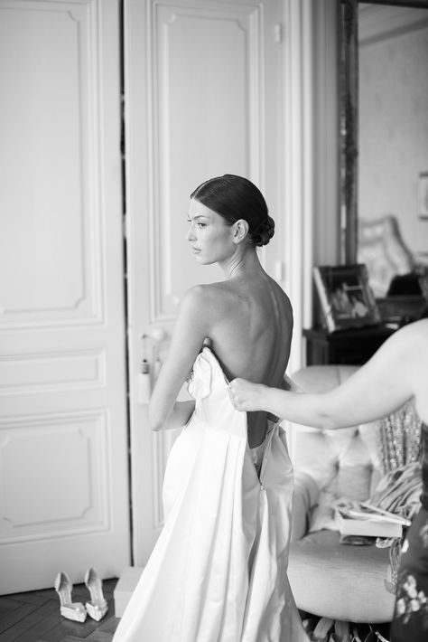 Danielle Copperman Wore A Custom Wedding Gown From Savannah Miller Made From Deadstock | British Vogue Danielle Copperman, Savannah Miller, Wedding In France, Custom Wedding Gown, Bridal Preparation, Bridal Prep, Vogue Wedding, Getting Ready Wedding, Doutzen Kroes