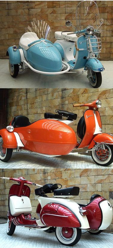 Vespas with Sidecars #vespa #sidecars #motorcycles #cycles #scooters #vespasidecar #motorcycling Vespa With Sidecar, Side Car Motorcycle, Vespa Sidecar, Scooters Vespa, Low Storage, Jet Skies, Vintage Scooter, Vintage Vespa, Vespa Girl