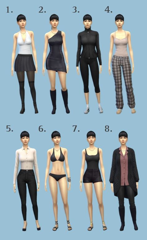 Sims 4 base game outfit ideas, my ID is Yuna_licht #ts4 #sims4 #sims #sims4outfits Sims 4 Outfit Inspo No Cc, Sims 4 Cc Clothes Base Game, Sims 4 Inspo Base Game, Sims 4 Characters Base Game, Sims 4 Clothes Base Game, Cute Sims 4 Characters No Cc, Sims Inspo No Cc, Sims 4 House Inspo Base Game, Sims4 Base Game Outfits