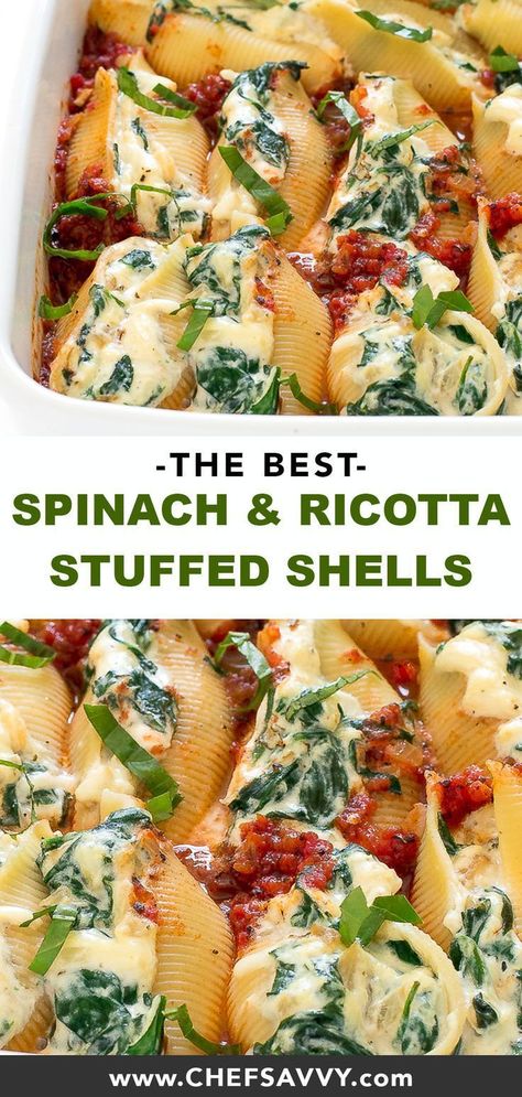 Nutty Desserts, Spinach And Ricotta Stuffed Shells, Pasta Shells Stuffed, Ricotta Stuffed Shells, Shells Stuffed, Stuffed Shells Ricotta, Spinach And Ricotta, Jumbo Pasta Shells, Italian Comfort Food