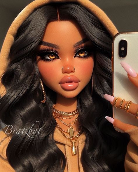 Mexican Bratz Doll, Black Bratz Doll Aesthetic Wallpaper, Brats Aesthetic, Gangster Princess, Bratz Baddie, Designer Pictures, Cute Imvu Baddies, Black Bratz Doll, Brat Doll