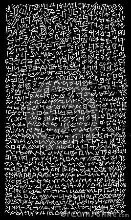 Abstract Alien Art, Alien Hieroglyphics, Alien Books, Alien Writing, Writing Background, Alien Symbols, Alien Words, Abstract Symbols, Black Background Illustration