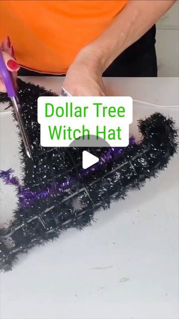 Olivia Parazine on Instagram: "Transforming Dollar Tree witch hat into a cute wreath - easy and budget-friendly DIY! 🎃🧙‍♀️ #DIY #DollarTreeFinds #dollartree #dollartreediy #DollarTreeCrafts #dollartreefall #dollartreehalloween" Dollar Store Witches Hat Wreath, Dollar Tree Wire Witch Hat Form, Witch Hat Dollar Tree Diy, Halloween Witch Hat Wreath Diy, Witches Hat Wreath Diy, Fall Wreaths Diy Dollar Stores, Diy Halloween Wreath Dollar Tree, Witch Hat Wreath Diy, Halloween Wreaths Diy Dollar Stores