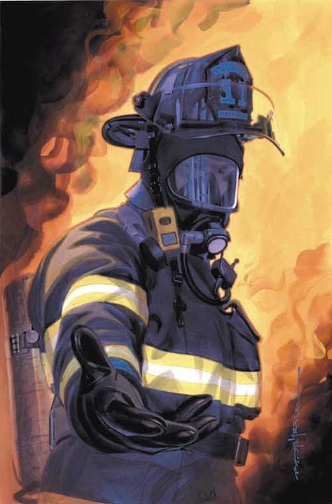 Fire Fighter Pictures, Fire Fighter Painting, Fire Fighter Art, Firefighter Painting, Firefighter Drawing, Firefighter Images, Fireman Art, Police Art, Fire Dept Logo