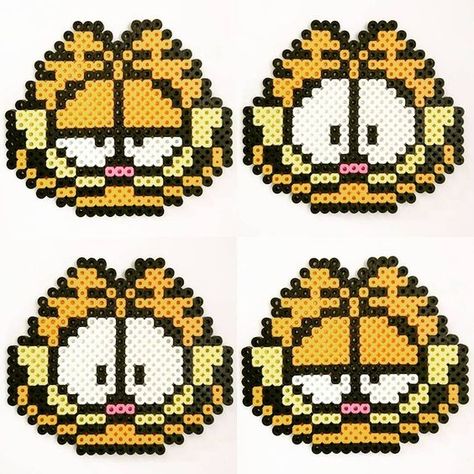 Garfield Perler Beads, Garfield Perler, Bead Templates, Pixel Beads, Melty Bead Patterns, Beaded Banners, Pearl Beads Pattern, Easy Perler Beads Ideas, Beads Patterns