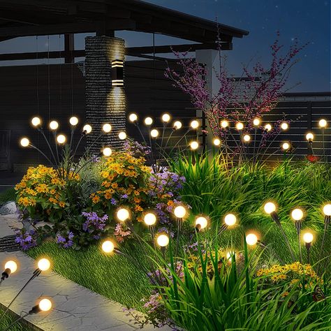 Solar Firefly Lights Best Outdoor Solar Lights, Decorative Solar Lights, Fairy Lights Garden, Solar Garden Lights, Greenery Decor, Solar Pathway Lights, Firefly Lights, Outdoor Garden Lighting, Solar Fairy Lights