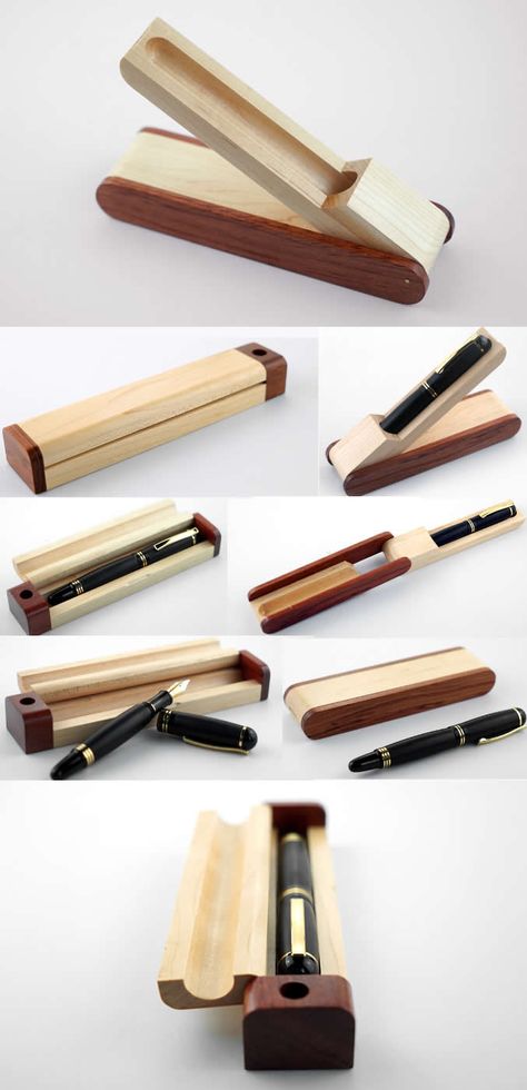 Wooden Single Ballpoint Pen Pencil Holder Case Protective Box Pen Box Ideas, Wooden Pencil Box, Pen Turners, Wood Pencil Holder, Wooden Pen Holder, Diy Pencil Case, Pen Making, Pen Pencil Holder, Woodworking Tools Workshop