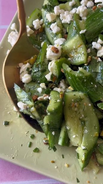 Salads Need Feta Cuke Salad, Salad Party, Smashed Cucumber, Greek Cucumber, Salads Vegetarian, Greek Cucumber Salad, Smashed Cucumber Salad, Inflammatory Meals, Vegetarian Sandwiches