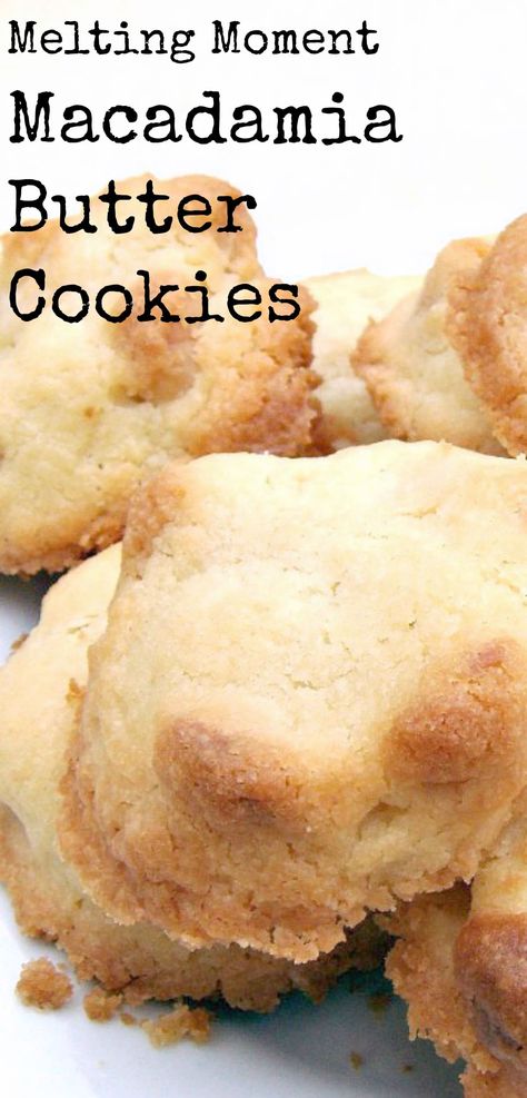 Melting Moment Macadamia Butter Cookies . These little cookies have a wonderful vanilla flavor and melt in your mouth. Easy to make! Interesting Desserts, Macadamia Butter, Amazing Cookie Recipes, Dessert Cookies, Melting Moments, Recipes Cookies, Vanilla Flavor, Butter Cookie, Candy Cookies