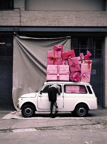 My mother-in-law sent this to me with the description: "Totally Sara!" This car packed with pink gifts would really make my birthday in July so fun!    #garnethill  #summerstyle Tout Rose, I Believe In Pink, Bohol, Dita Von Teese, Tickled Pink, Noel Christmas, Everything Pink, Pink Gifts, Pink Love