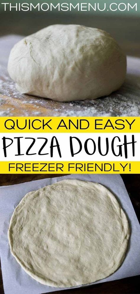 Quick And Easy Pizza Dough, No Rise Pizza Dough, Freeze Pizza Dough, Quick Pizza Dough, Grilled Pizza Recipes, Pizza Dough Recipe Easy, Freezable Meals, Easy Pizza Dough, Easy Homemade Pizza